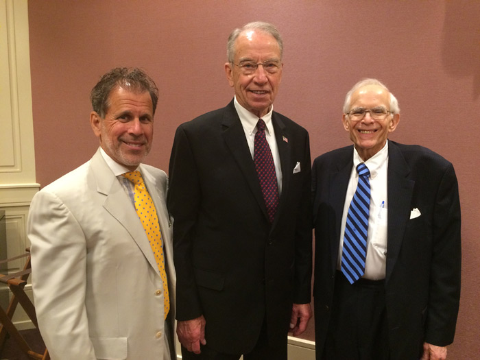 Left: Joel Androphy, co-host Middle: Sen. Grassley Right: James Dannenbaum, co-host